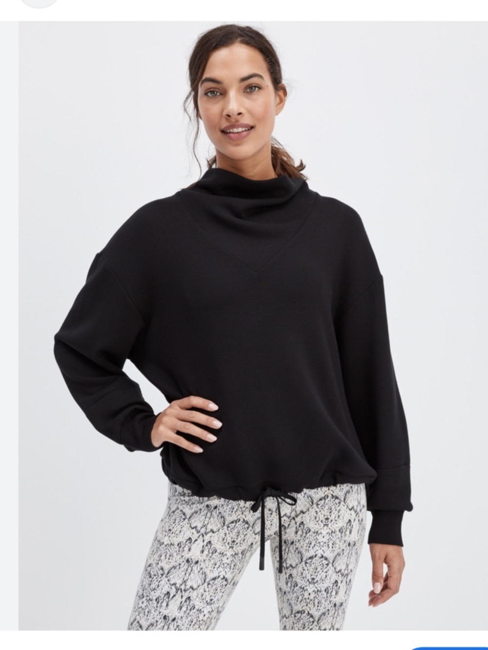 Varely S Relaxed Black Funnel Neck Women’s Sweater